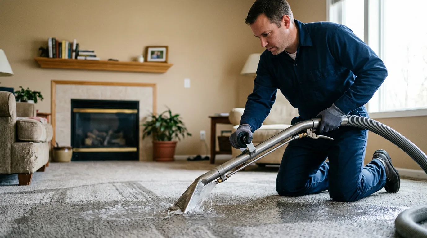 Water damage restoration technician working near Mikana, WI
